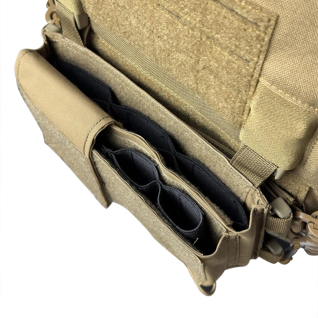 Airsoft MK4 Chassis Main Pouch Front Panel Set, Tactical Vest Chest Gear, Double Compartment Pocket, 556, Velcro Panel (Wolf Brown)