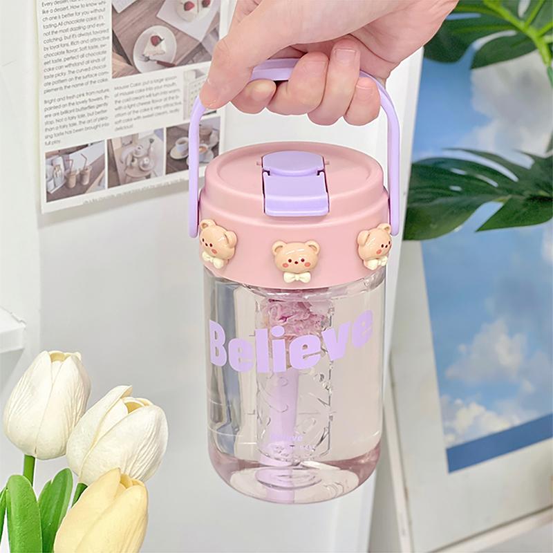 Charming Plastic Water Bottle With Tea Strainer Lightweight Sport Roomy Student Children Straw Tea Separation Drinking Cup