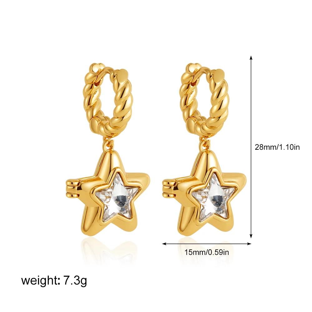 

Fashion Photo Frame Locket Clamp Openable Album Star Huggie Hoop Earrings for Women Gold Plated Twist Mini Hoops Birthday Gift