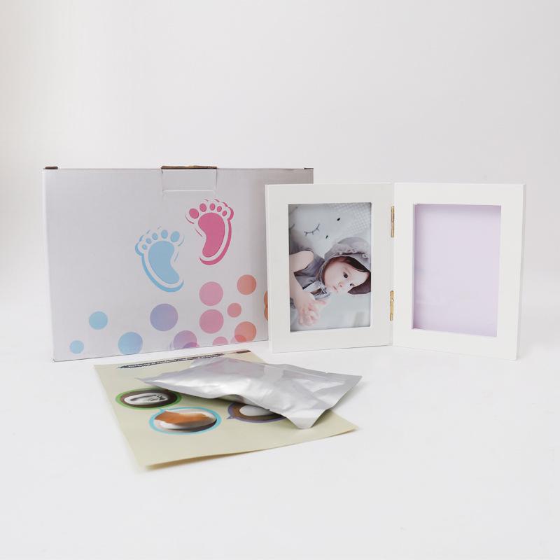 Baby's First Month Wooden Hand & Footprint Clay Frame with Photo Space