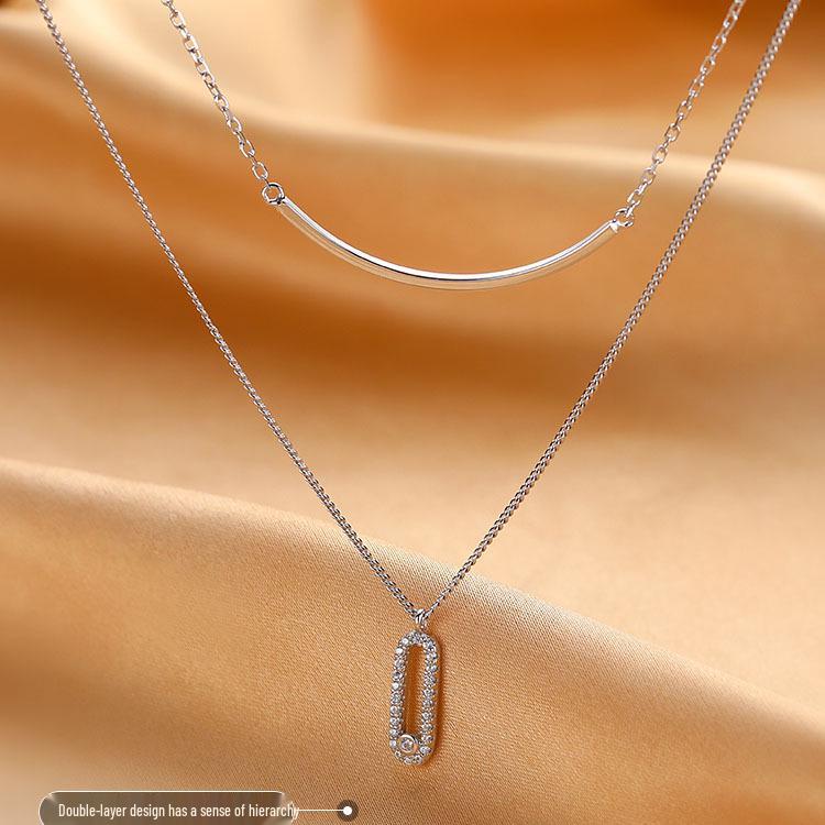 925 Silver-Plated Layered Summer Necklace - Minimalist & Versatile Clavicle Chain for Women (2021 Design)