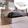 Lit De Rangement - MUVOE - 160x200 Cm - Matelas Et Sommier Inclus - Beige - Design Moderne