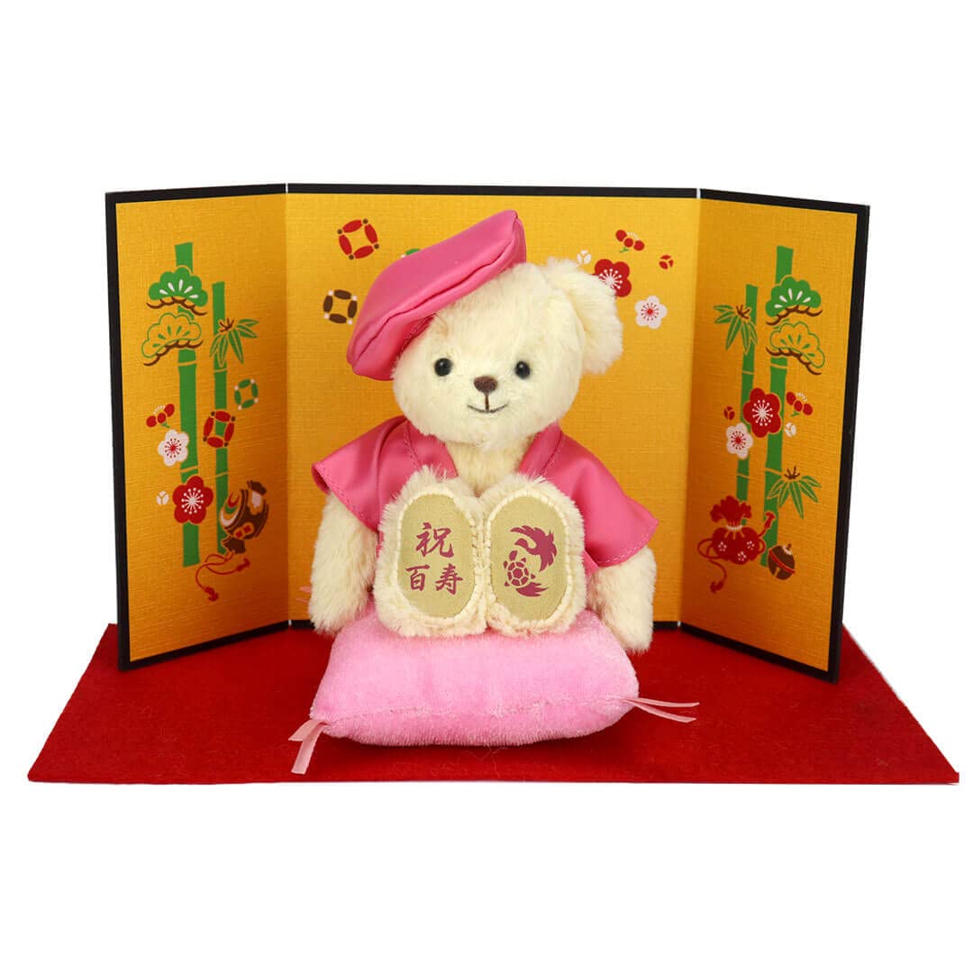 

Centenary Bear 12cm Small Size Folding Normal [Petile Lou] (Golden Screen) рожевий