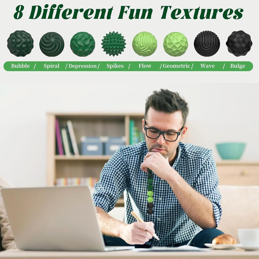 Magnetyczne Piłeczki Sensoryczne Fidget - 8 szt. Silikonowe Piłeczki do Redukcji Stresu dla Dorosłych i Nastolatków Ciche Magnetyczne Zabawki Fidget na Biurko z Teksturą