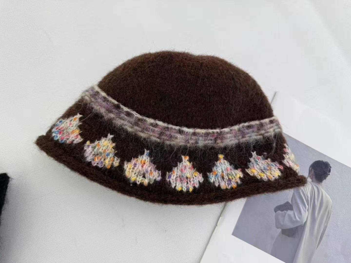 Early winter presbyopia wool pot hat knitted hat handmade bag head literary face small knitted hat new 2025 trend One size fits all