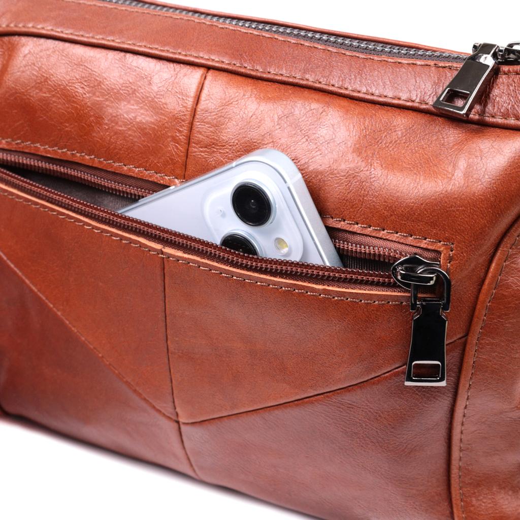 Damen Lederhandtasche mittlerer Größe mit einem Fach Vintage Bag 22566 Hellbraun