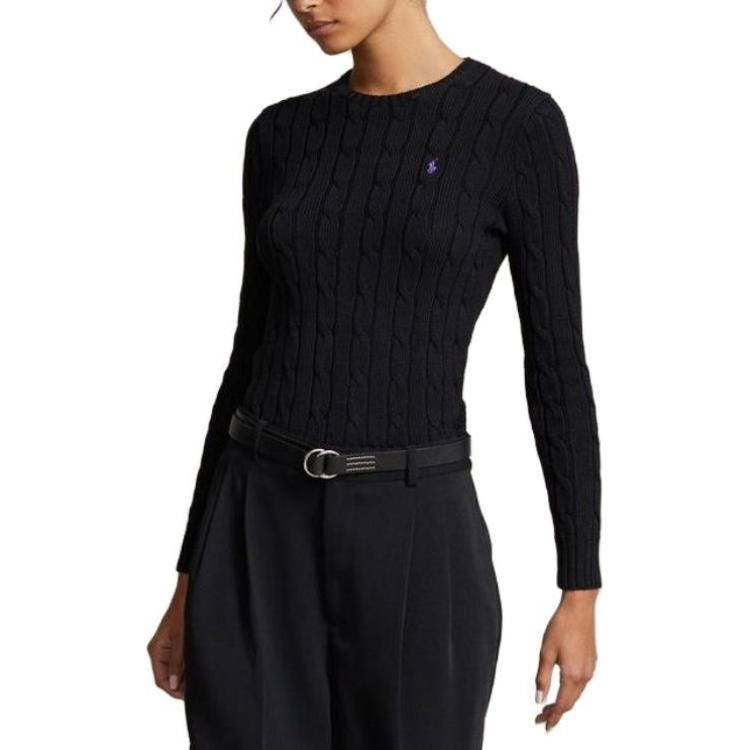 Polo Ralph Lauren SS23 Solid Color Embroidered Cable Knit Sweater Women sweater Black WMPOSWENC020663-001