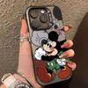 Trendy Mischievous Mickey Silver Electroplated Hard Shell Phone Case for iPhone 15 Pro Max & 14