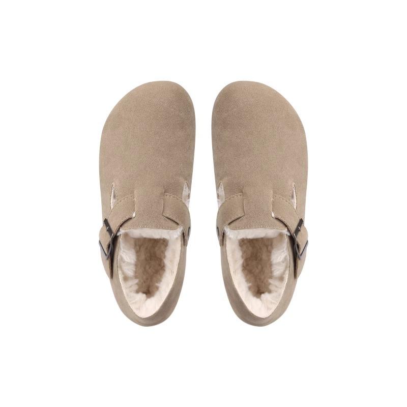 High-end cowhide version~ Winter velvet warm thick-soled fur big head single shoes fluffy shoes women