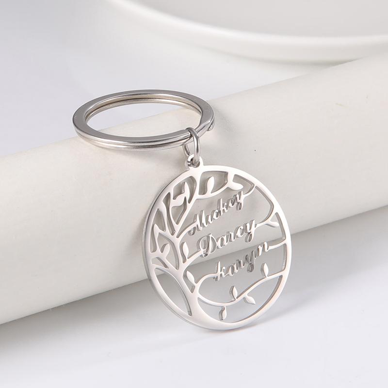 Custom Keychain Personalized Tree of Life Key Chain For Men Stainless Steel Key Ring Jewelry Boyfriend Christmas Gift
