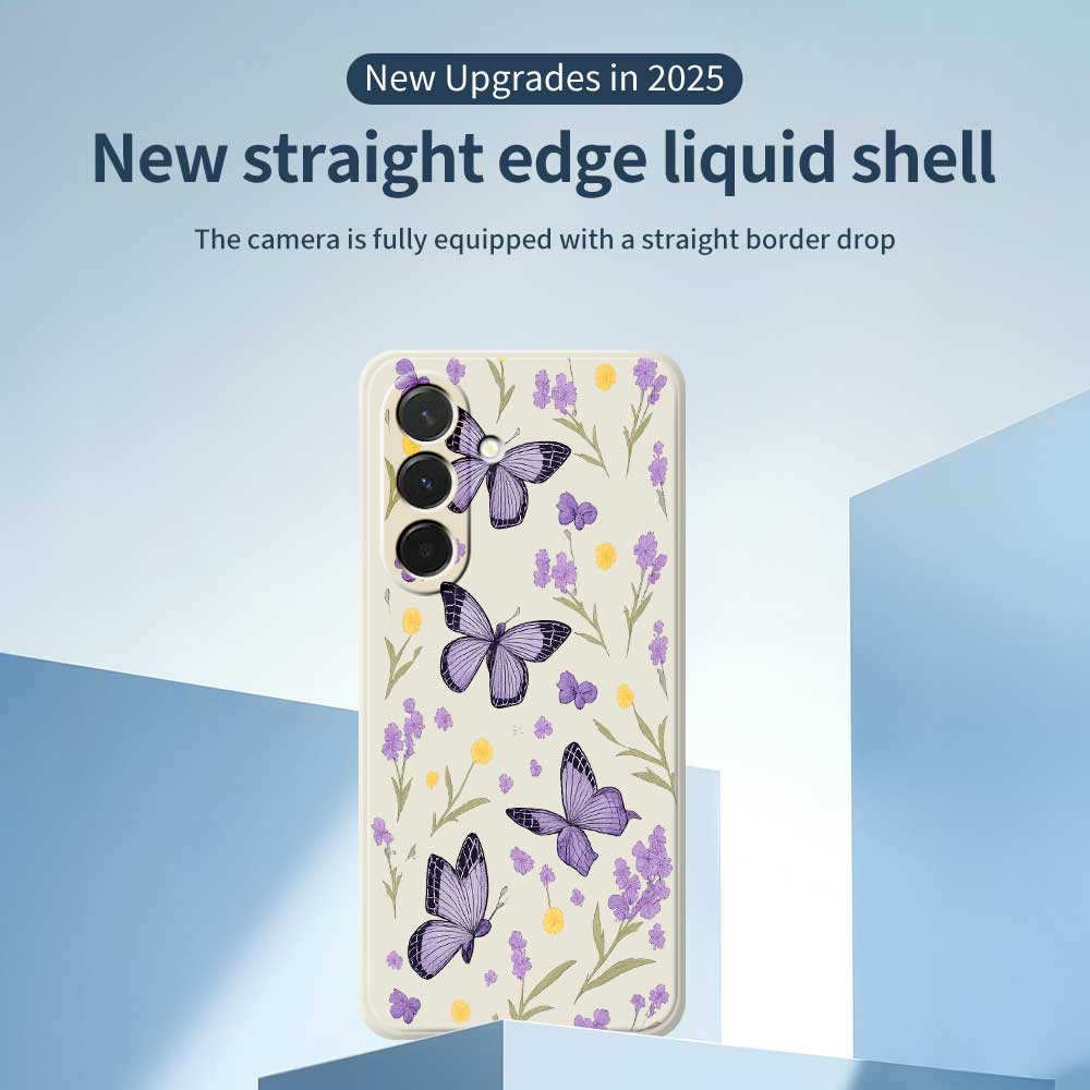 For Samsung Galaxy A36 5G Case Purple Butterflies Pattern Printing Straight Edge TPU Phone Back Cover