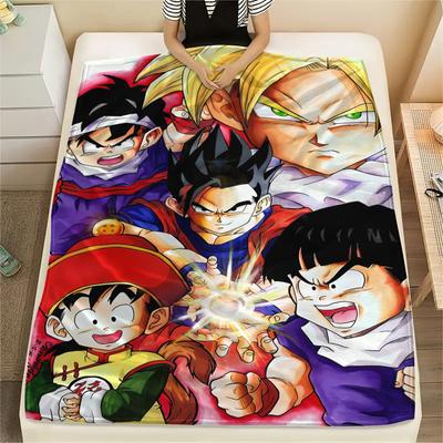 Coperta in Flanella con Stampa Personaggi Dragon Ball, Alta qualità Confortevole per Tutte le Stagioni, Arredamento per la Casa, Calore e Comfort, Perfetta per Regali di Natale