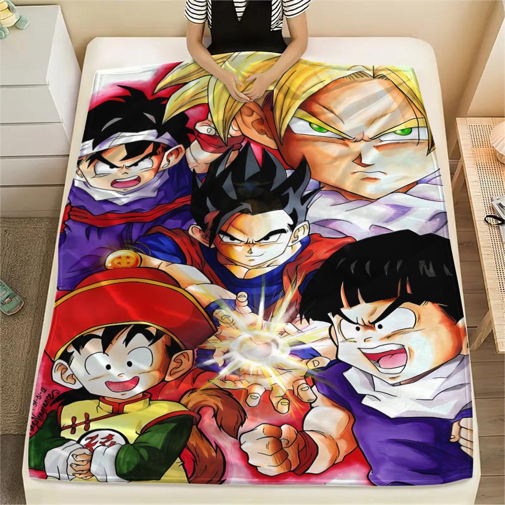 Coperta in Flanella con Stampa Personaggi Dragon Ball, Alta qualità Confortevole per Tutte le Stagioni, Arredamento per la Casa, Calore e Comfort, Perfetta per Regali di Natale