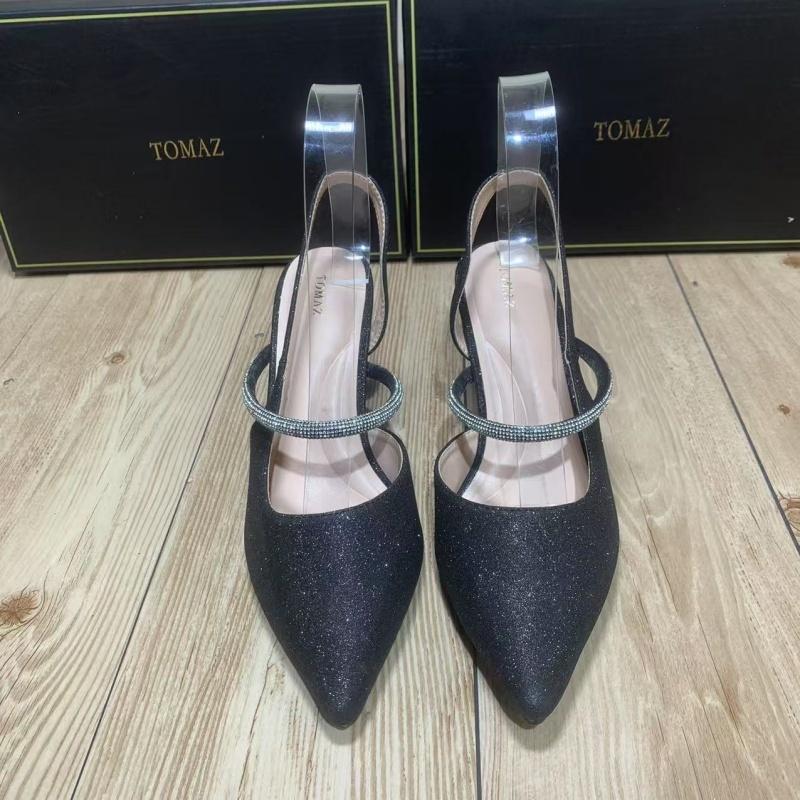 Mote Høye Hæler Sandal for Kvinner Vårsko Høyhælet Mote Lukket Stiletto Jenter Spiss Strass 2025 Krystall Skandaler Tå