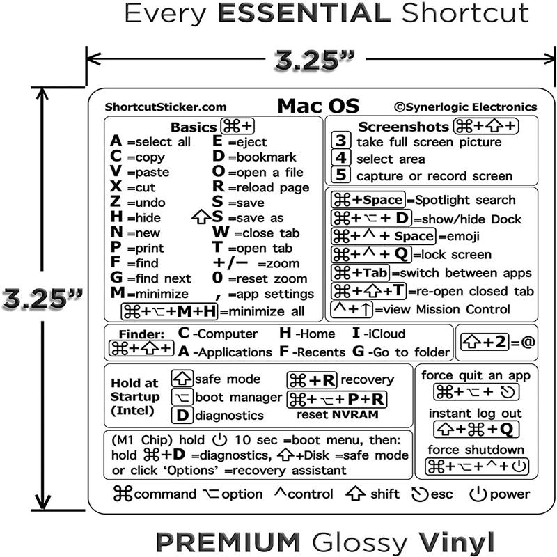 Windows-PC-Referenz-Tastaturkürzel-Aufkleber, selbstklebend für PC, Laptop, Desktop