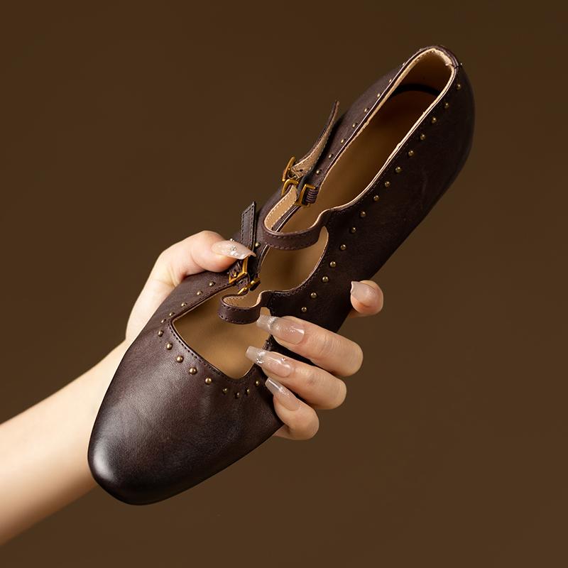 Fashion 2025 Fashion Women Pumps Shoes Chunky High Heels Leather Mary Jane Vintage Summer Round Toe Shoes Spring Woman Black Size 34-40