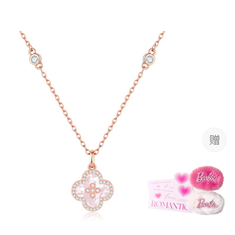 Barbie crystal necklace crystal* sparkling dreamy rose gold four-leaf clover clover pendant sweet high-end clavicle chain pure TX2603014 золотой