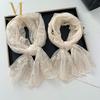 Fashion Long Lace Scarf Lightweight Breathable Sunscreen Lace Shawl Solid Color Flower Embroidered Neck Protection Scarf Summer