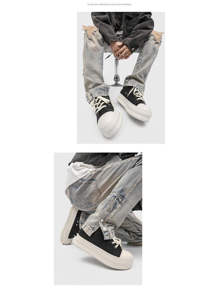 Men's Thick-Soled Height-Boost Canvas Shoes - New Casual High Street Platform Derby X273