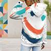 Women Plus Size Abstract Printed Long Sleeve Drawstring Hoodie Kangaroo Pocket Pullover