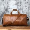 NZPJ Retro Genuine Leather Travel Bag Crazy Horse Leather Men's Handbag Top Layer Cowhide Crossbody Bag Wearable Trolley Luggage