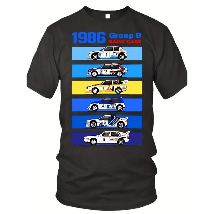 Men s 1986 Rally Group B Racing T-Shirt 240ZS. Classic Car Design with Four-wheel Drive Layout and Rally Logo. Loose Fit Short-sleeved Casual S чёрный