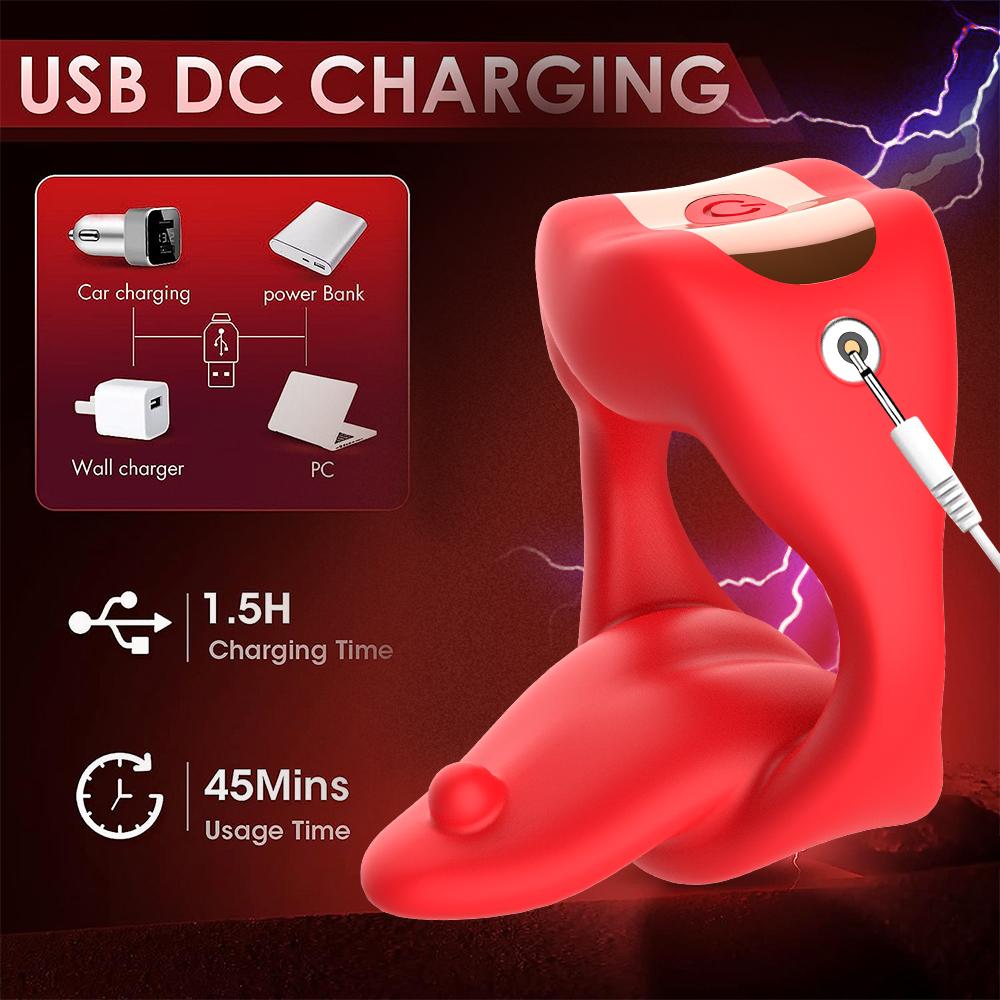APP Controlled Silicone Penis Vibrating Ring with Tongue Vibration, Vibrating Penis Ring with 10 Vibrations, Adult Sex Toys for Men or Couples