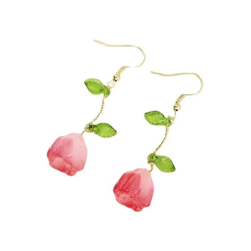 New Fashion leaf Tulip Dangle Earrings for Women Girl Gift Sweet Jewelry Wholesale