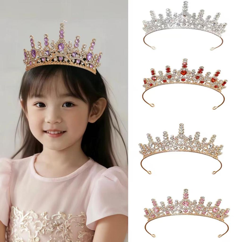 Girls' High-Grade Crystal Princess Crown Headband for Birthdays and Fashion Shows