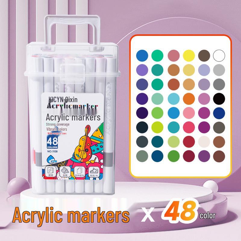 Acrylic Marker Set - Colorfast & No-Press - Ideal for Kids' Art & Toddler Painting