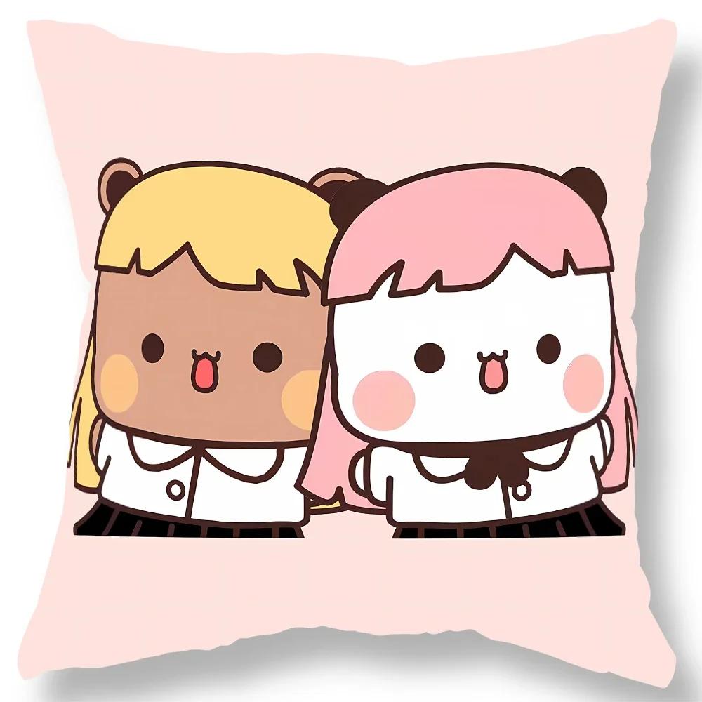 

Милая наволочка с принтом медведя в подарок Каваий мультяшная анимация Чехол для подушки на диван для гостиной Домашнее украшение для комнаты в спальне 66x66cm