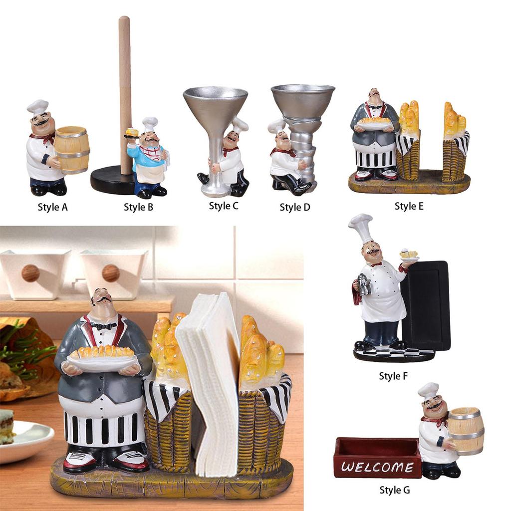 Chef Decor Statue, Chef Figurine, Cute Novelty Cooking Chef Ornament, Chef Sculpture for Tabletop Shop Decor Tabletop