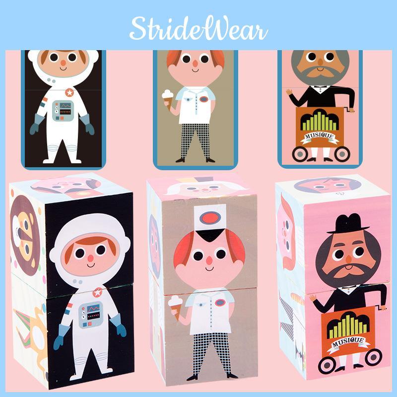 Kids Building Wooden Blocks With Creative Sixsided Puzzle For Logical Thinking