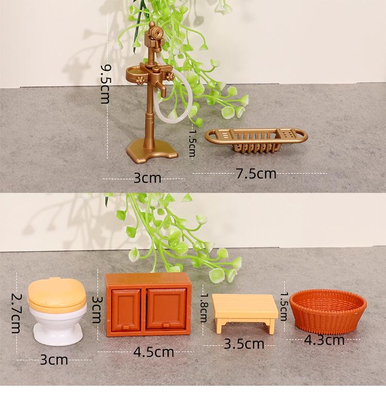 Mini Dollhouse Bathroom Set: Bathtub, Pool, Sink, and Furniture Toys