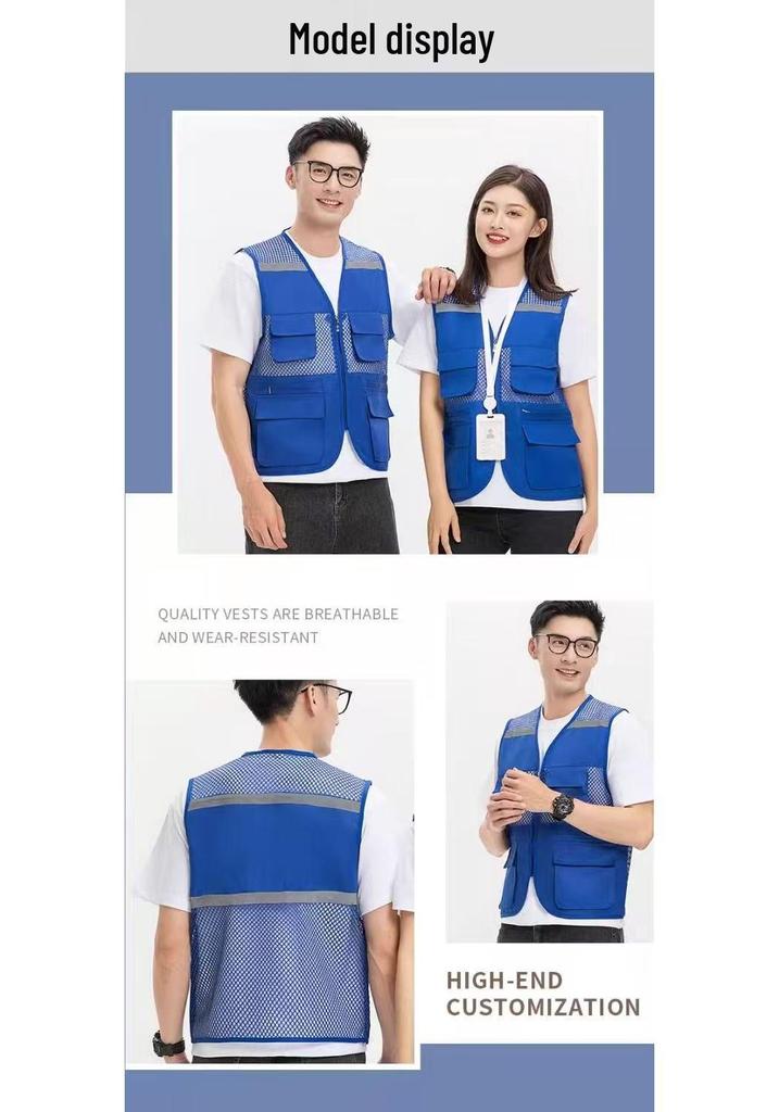 Children's Custom Multi-Pocket Mesh Activity Vest with Logo for Summer