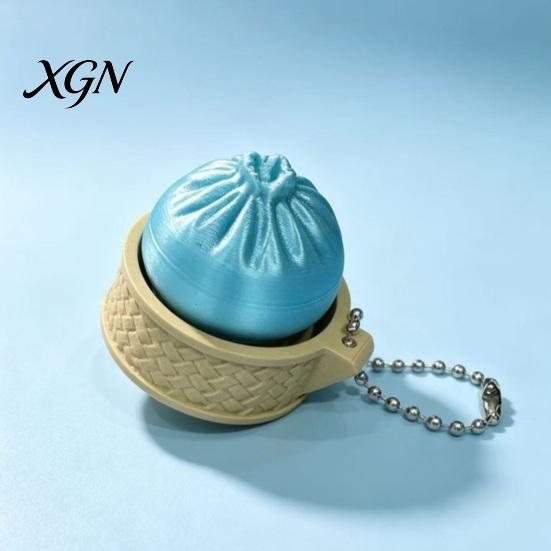 Bag Hanging Toy 3D Printed Dumpling Squeeze Keychain, Stress Balls with Steamer, Cute Anxiety Relief Toy, Soft Decompression Dough Dough, Simulation