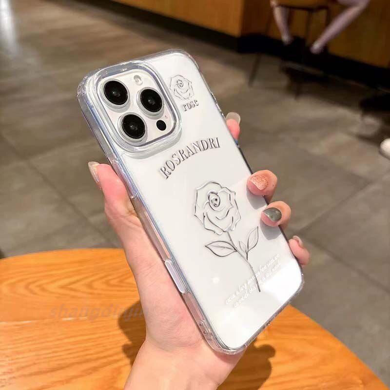 iPhone 17 Pro Max Case: AI Control Button, Apple 16 Camera Protection, Transparent Flower Hard Shell iPhone 17 Pro (with AI Button)