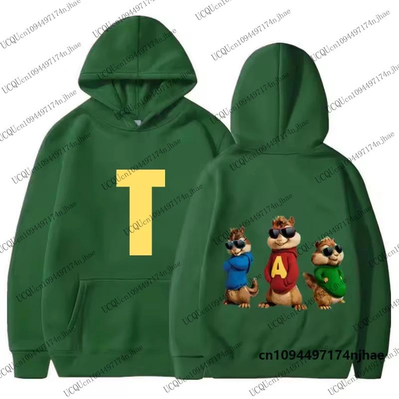Felpa con cappuccio unisex in pile 2026 Alvin e i Chipmunks, Manica lunga, Abbigliamento sportivo per autunno e inverno, Pullover casual