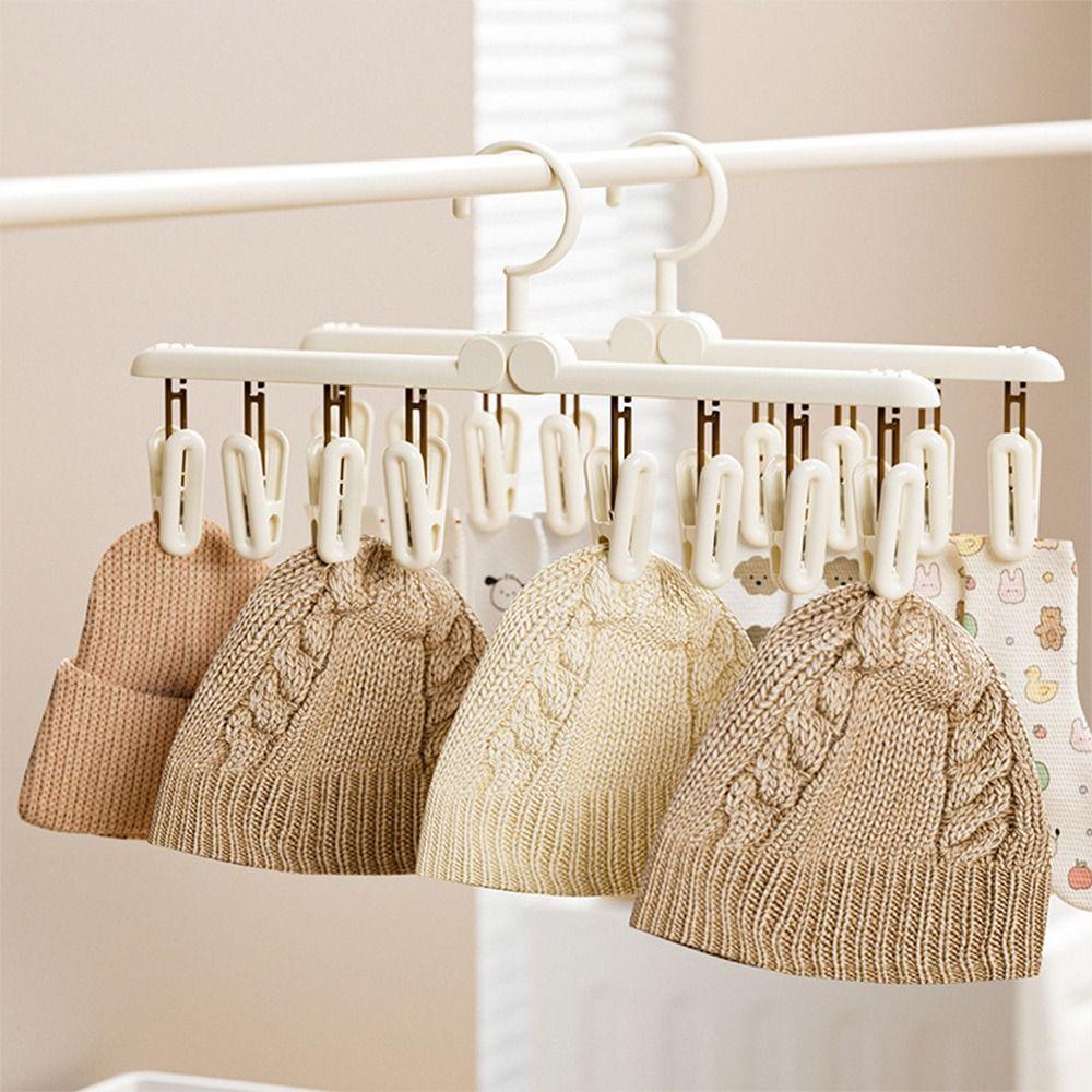 Multi-functional Sock Drying Rack Foldable Rotatable Clothes Hanger with Clips Windproof Space Saving Socks Hanger Clip