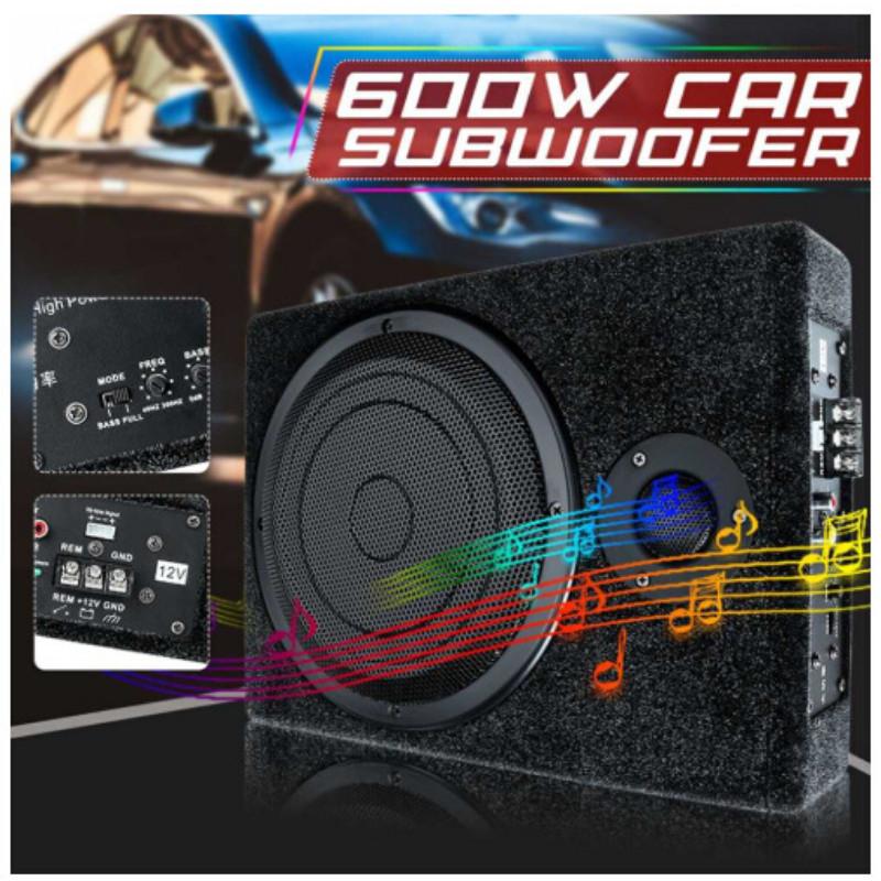 600W 12V High Power Car Amplifier 8 Inch Stereo Bass Audio System 350X245X85mm Ultra-thin Car Subwoofer