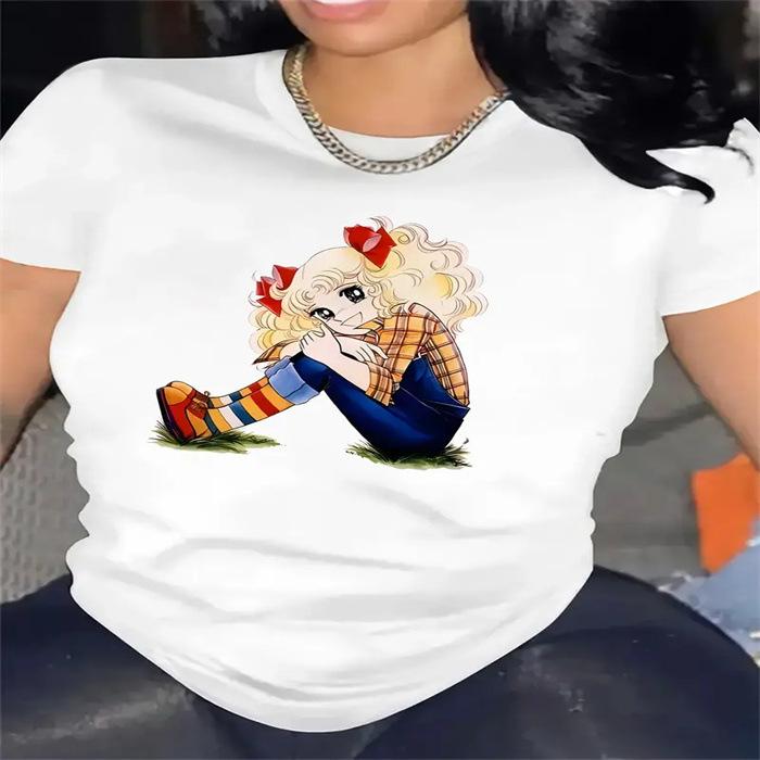 Spot Women's Summer T-Shirt Printed Fashion Casual Cute Short Sleeve Women's Eye Printed Short Sleeve T-Shirt