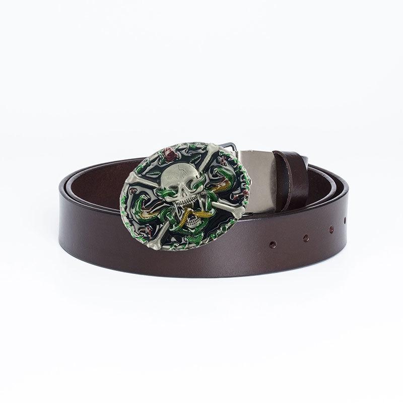 Men's Trendy Casual Cowhide Leather Belt with Alloy Smooth Buckle