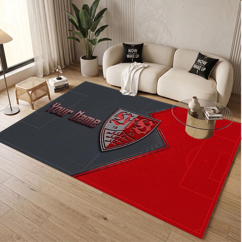 Custom Rug VfB Stuttgart FC Pattern Print Name Text Soft Non‑Slip Floor Carpet for Home Indoor Decoration