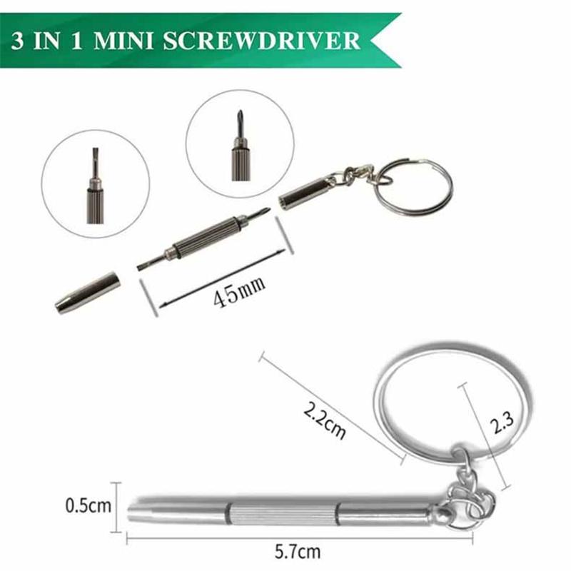 Portable 3 In 1 Double-head Multi-function Mini Stainless Steel Screwdriver Glasses Watch Repair Tool Gadget