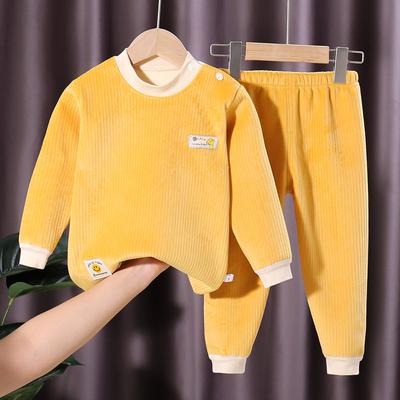 Ensemble de sous-vêtements thermiques épais en polaire pour enfants, pyjama d'automne et d'hiver pour garçons et filles