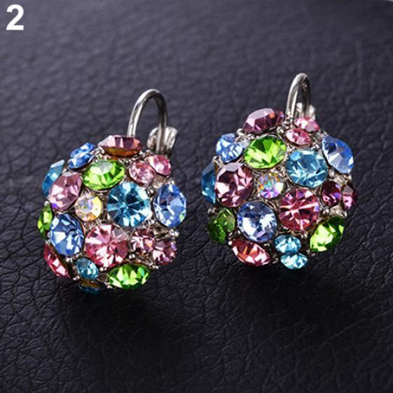 Women's Colorful Cubic Ball Eardrop Leverback Earrings Party Jewelry