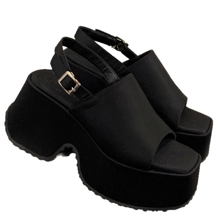 Leopard print platform open-toed summer sandals women's niche platform fashion casual word with beach shoes