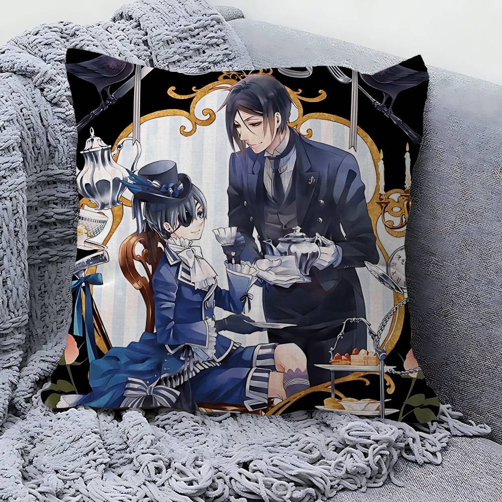 B-Black B-Butler Japanese Anime Cushion Cover Polyester Sofa Cushions Decorative Throw Pillows Home Decoration Pillowcover