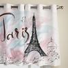 Paris Architecture Pink Window Curtains Bedroom Kitchen Curtain Panel Christmas Home Decor Curtains for Living Room