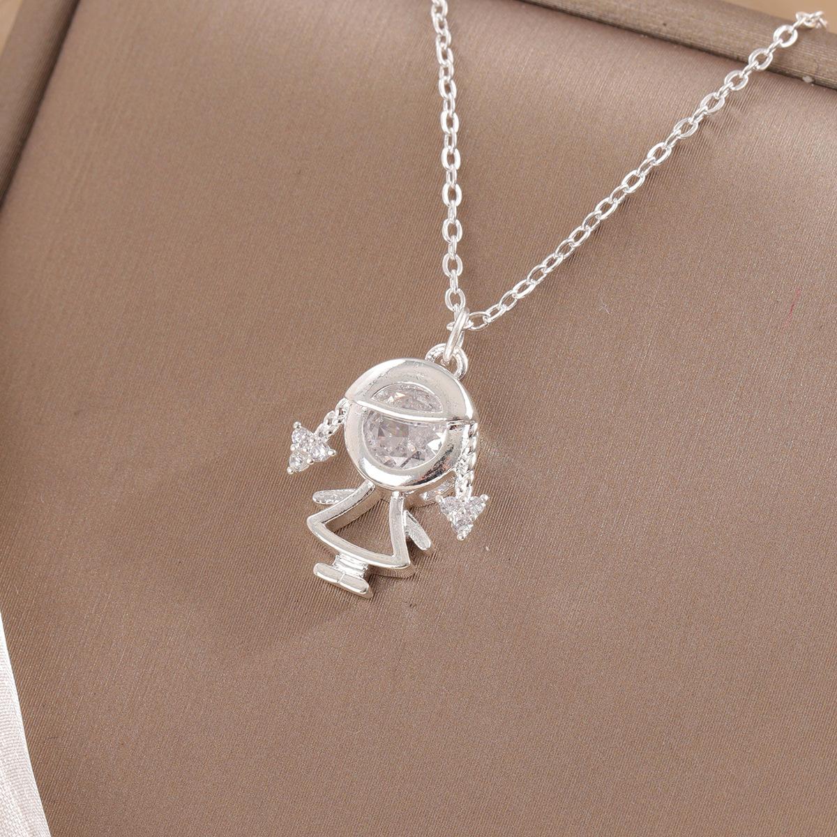925 Silver Hollow Braid Twist Diamond Accent Pendant Necklace for Girls серебряный